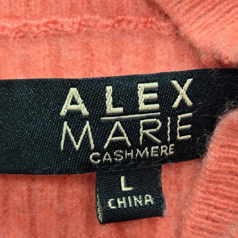 Alex Marie 100% Cashmere Felted Turtleneck Sweater Coral Girls L - Picture 3 of 7